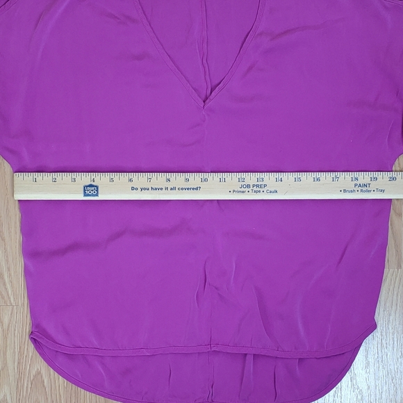 Milly size 10 silk blend  v neck short dolman sleeve top blouse magenta fuchsia - Picture 9 of 12